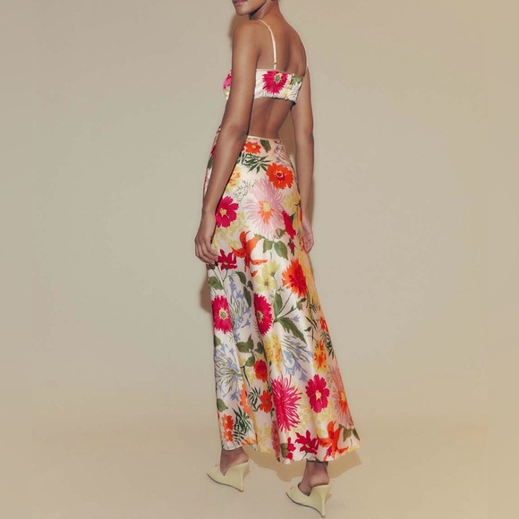 Reformation New Poppies Silk Maxi Dress Size 8 - Picture 6 of 16